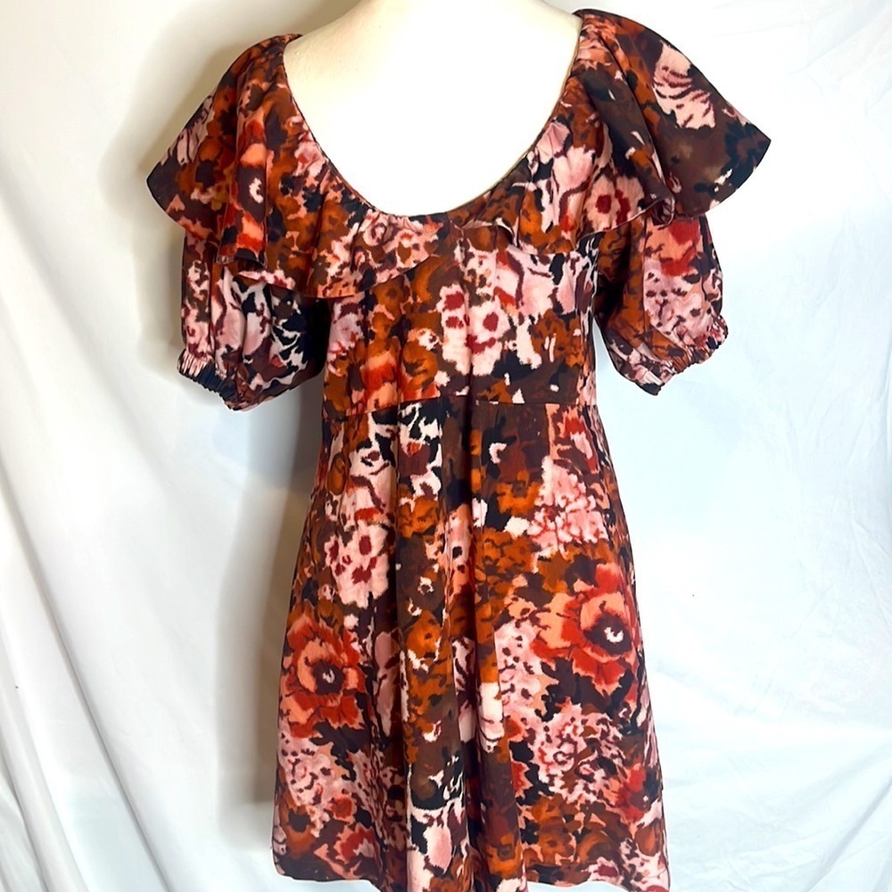 Floral Ruffle Sleeve Dress - Picture 6 of 8